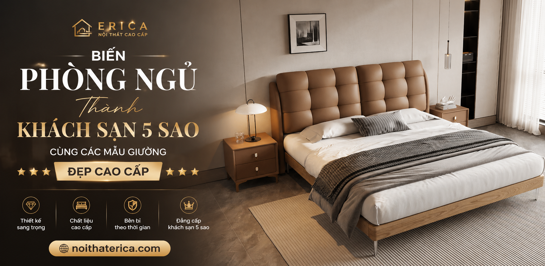 BIẾN PHÒNG NGỦ THÀNH KHÁCH SẠN 5 SAO CÙNG CÁC MẪU GIƯỜNG ĐẸP CAO CẤP