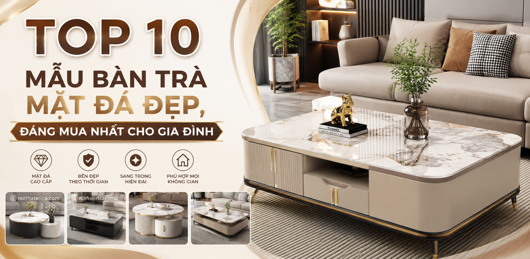 TOP 10 MẪU BÀN TRÀ MẶT ĐÁ ĐẸP, ĐÁNG MUA NHẤT CHO GIA ĐÌNH