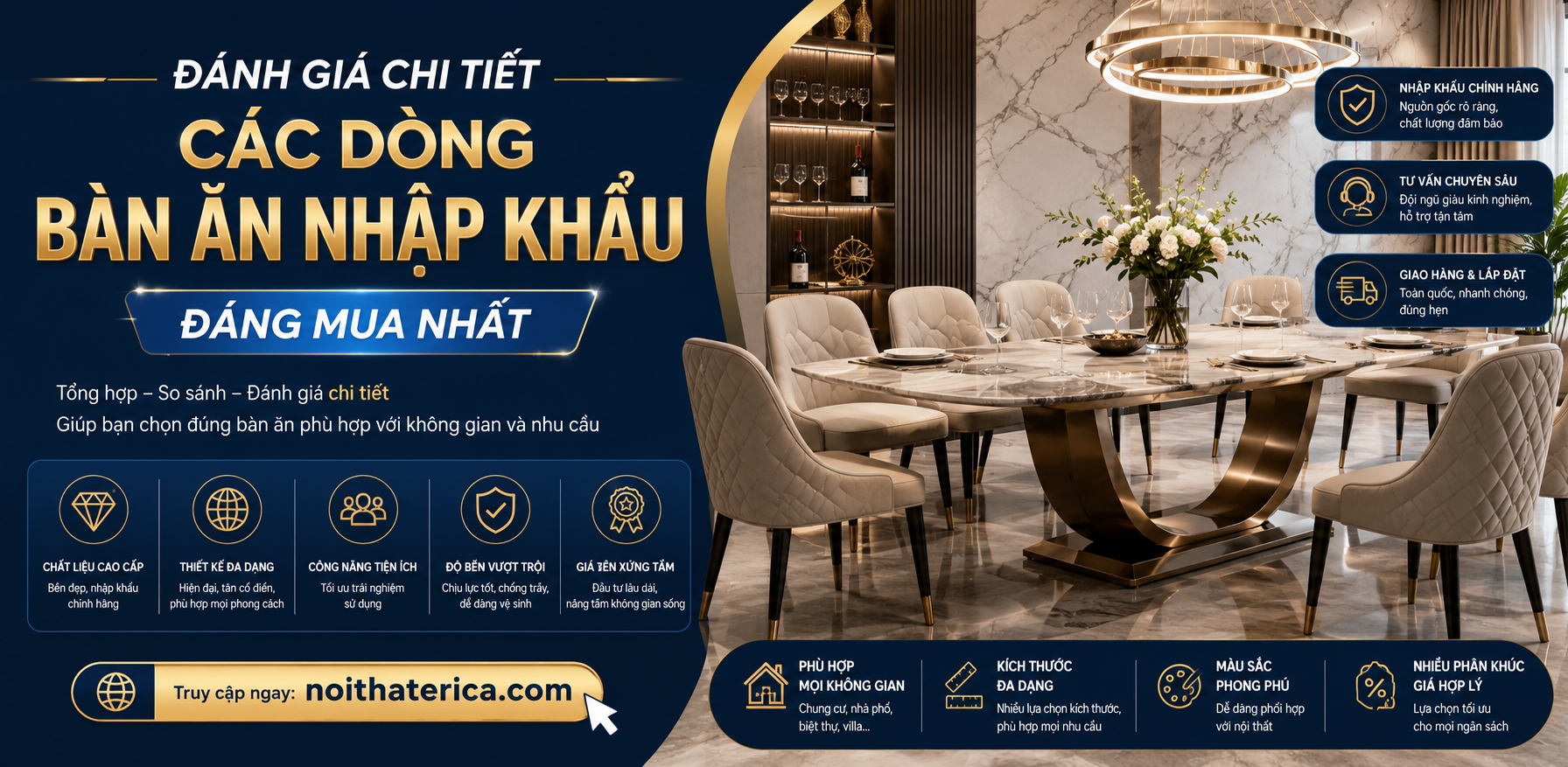 ĐÁNH GIÁ CHI TIẾT CÁC DÒNG BÀN ĂN NHẬP KHẨU ĐÁNG MUA NHẤT