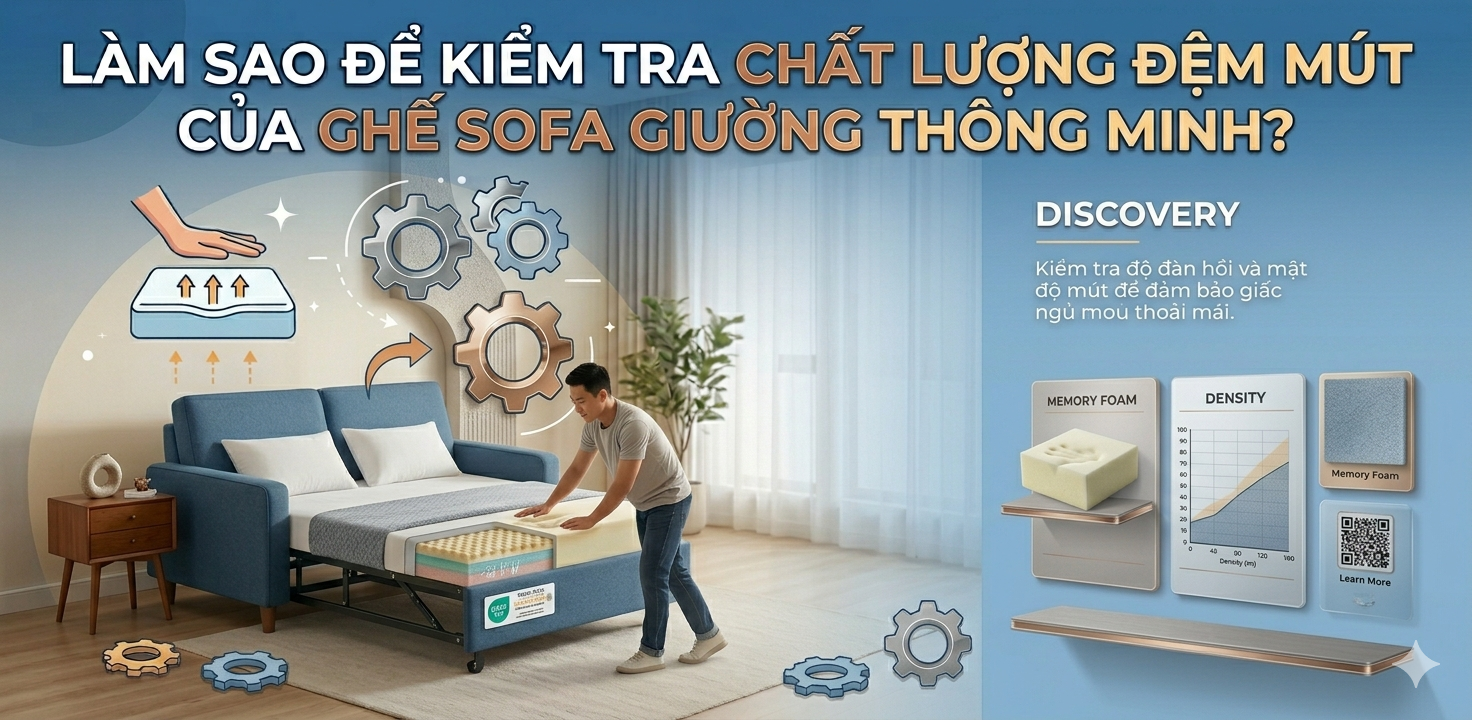 LÀM SAO ĐỂ KIỂM TRA CHẤT LƯỢNG ĐỆM MÚT CỦA GHẾ SOFA GIƯỜNG THÔNG MINH?