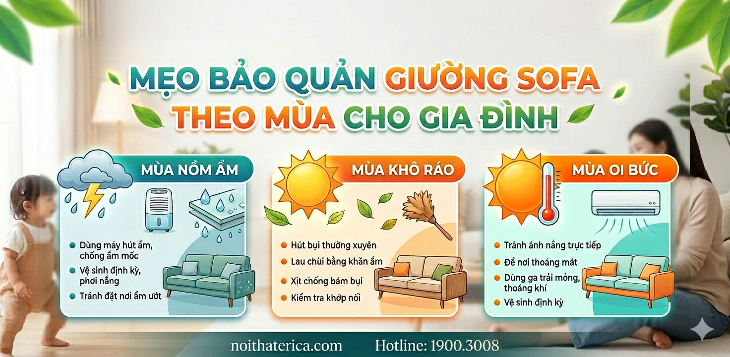 MẸO BẢO QUẢN GIƯỜNG SOFA THEO MÙA CHO GIA ĐÌNH