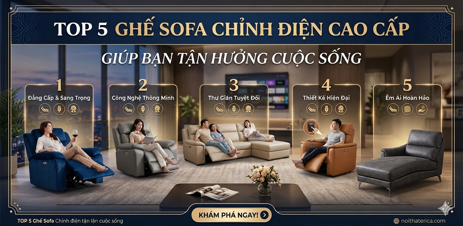 TOP 5 GHẾ SOFA CHỈNH ĐIỆN CAO CẤP GIÚP BẠN TẬN HƯỞNG CUỘC SỐNG