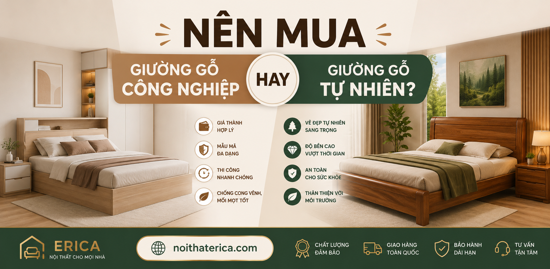 NÊN MUA GIƯỜNG GỖ CÔNG NGHIỆP HAY GIƯỜNG GỖ TỰ NHIÊN?
