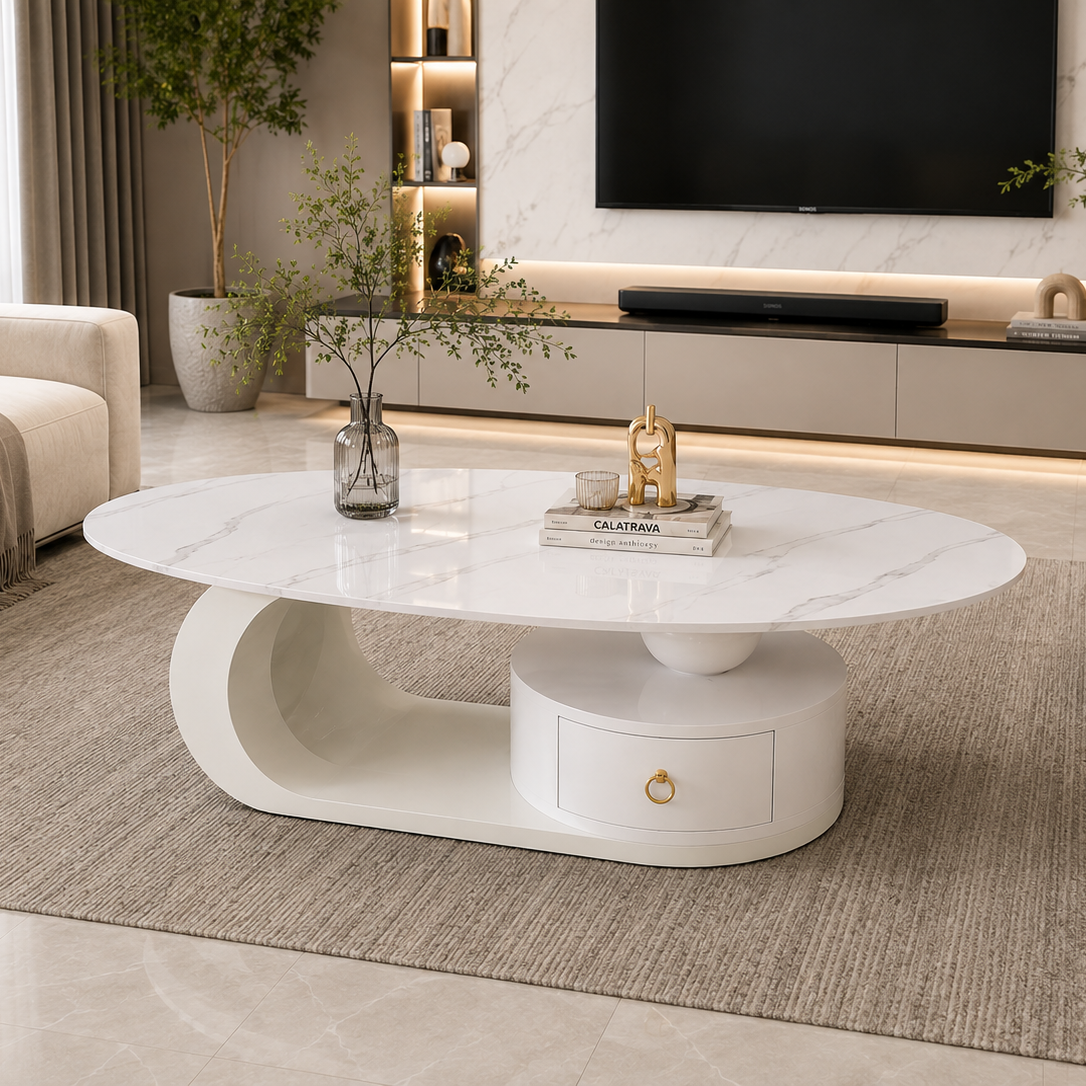 BÀN TRÀ MẶT ĐÁ TÍCH HỢP HỘC TRÒN ERICA – BT06