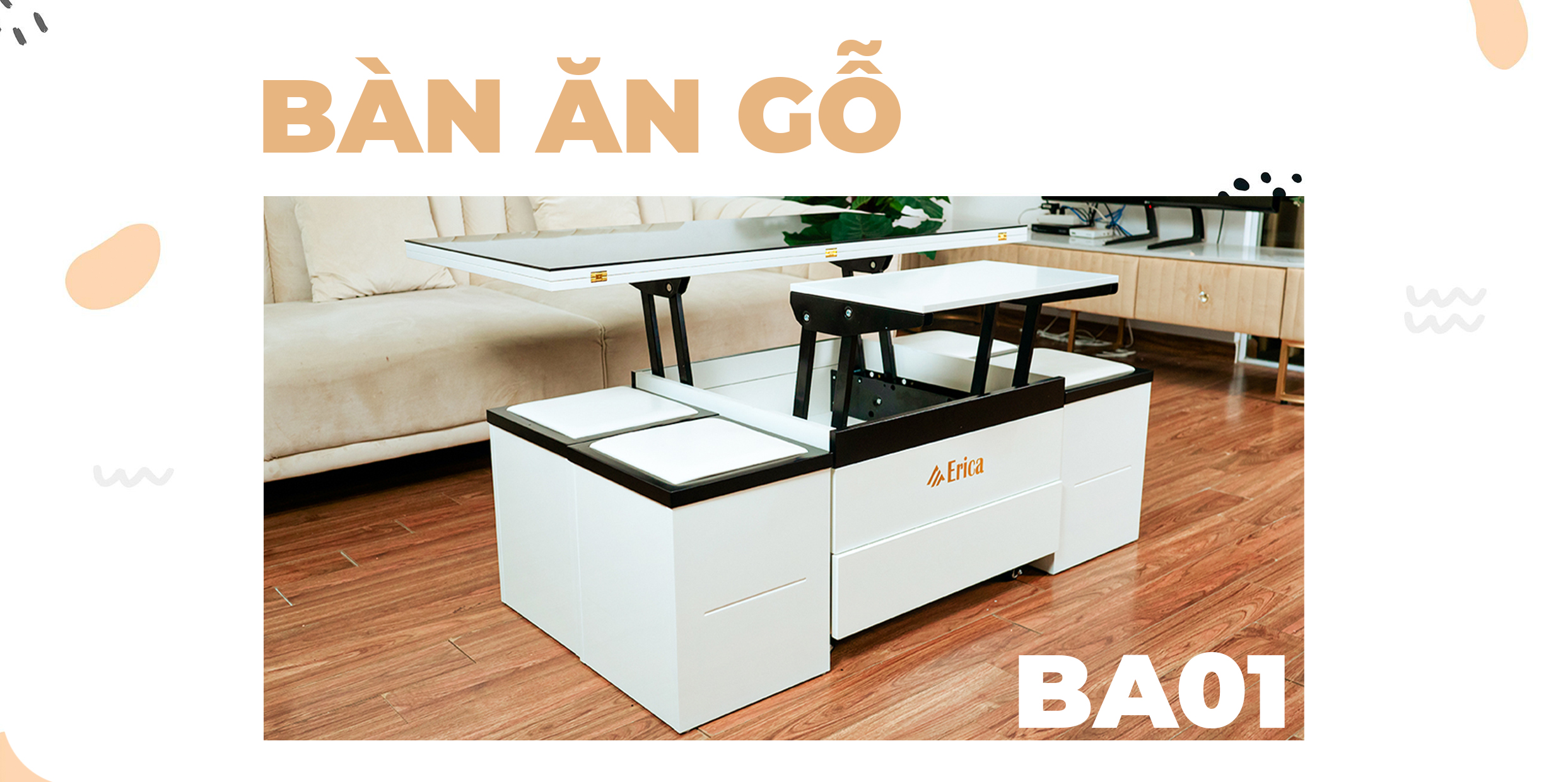 QUA CAM THƯỜNG BÀN ĂN GỖ ERICA – BA01 SẼ TRÔNG NHƯ THẾ NÀO???