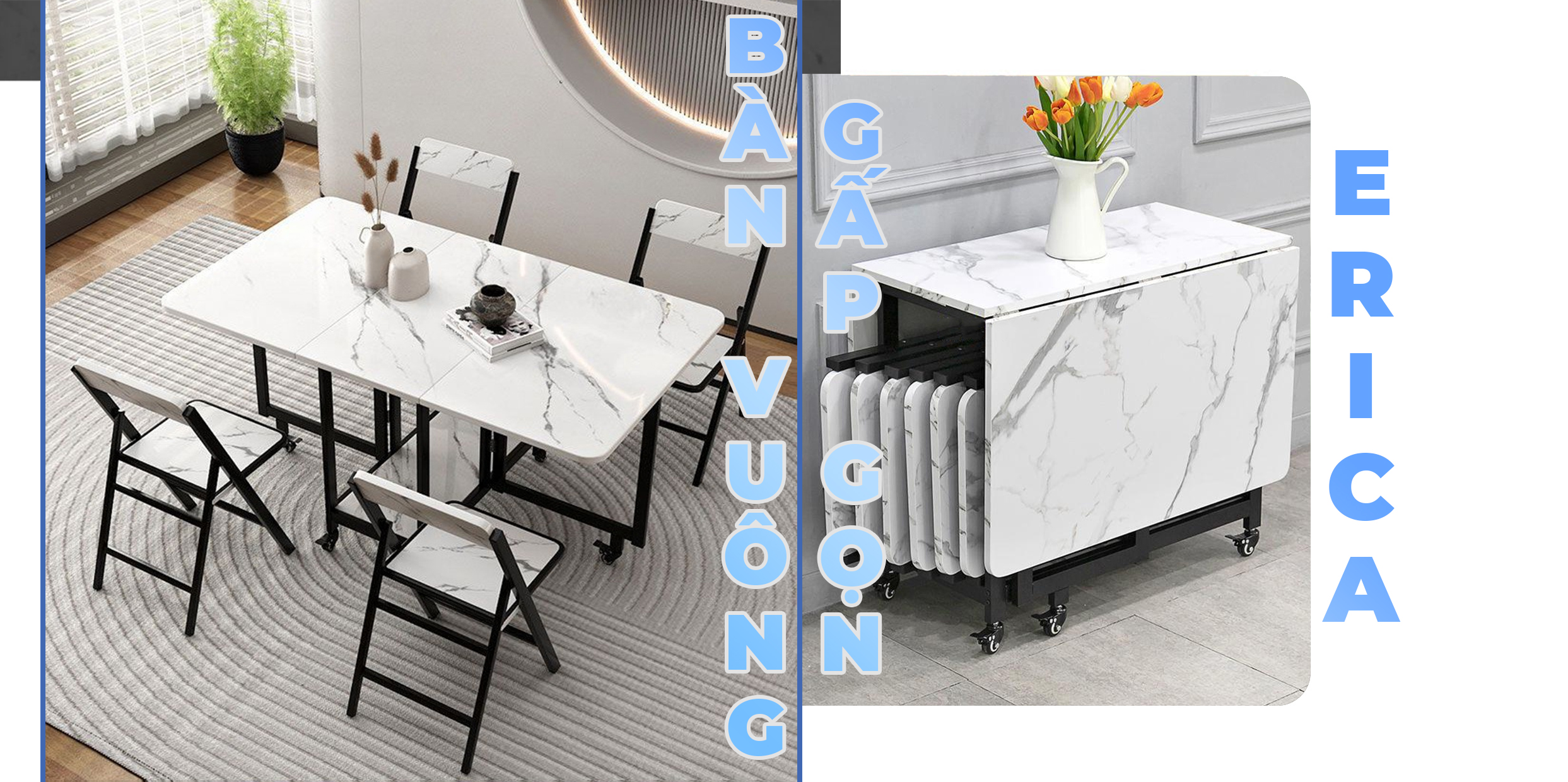 NỘI THẤT THÔNG MINH THỜI ĐẠI MỚI&nbsp;– BÀN ĂN VUÔNG GẤP GỌN ERICA