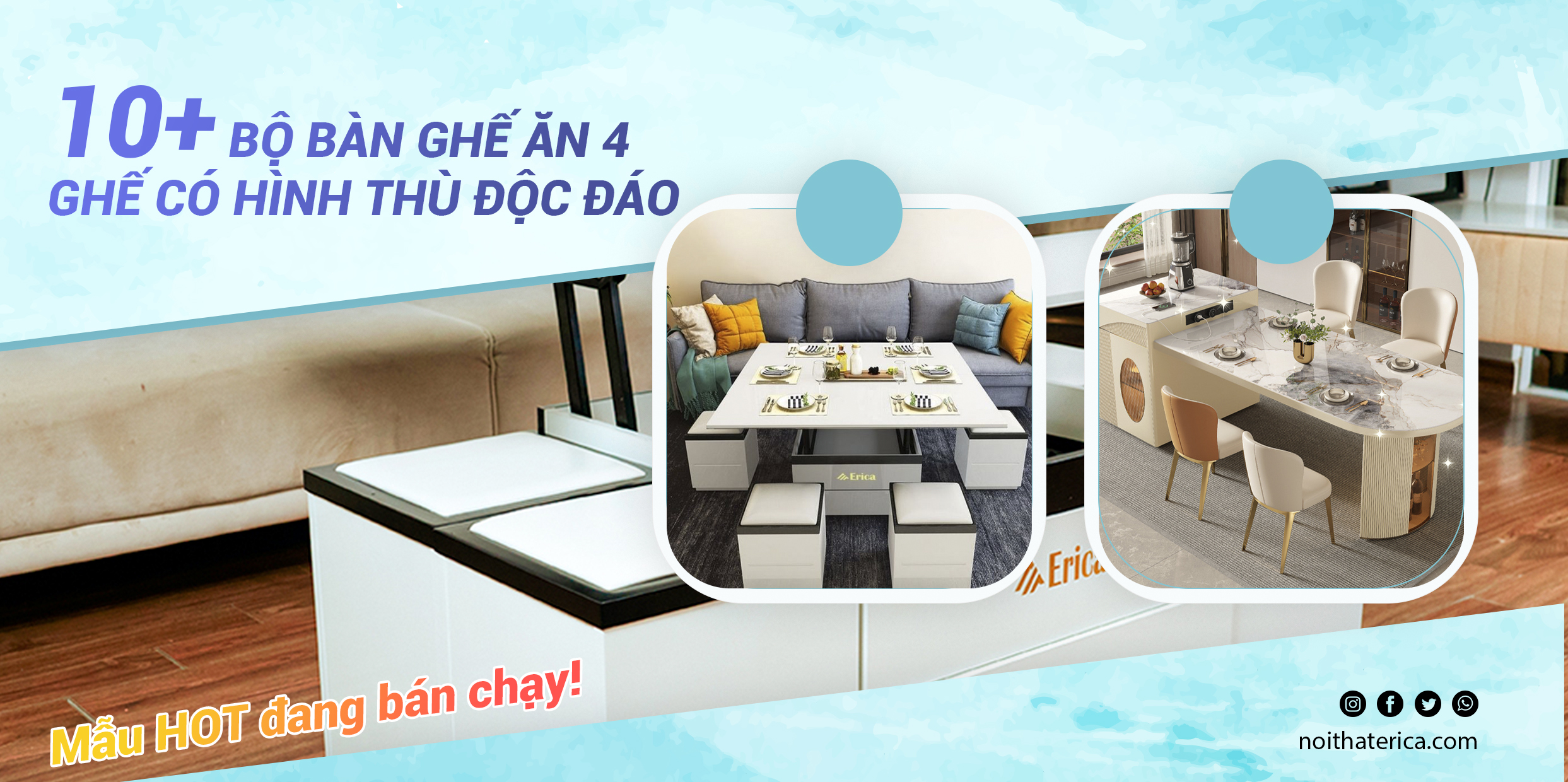 10+ BỘ BÀN GHẾ ĂN 4 GHẾ CÓ HÌNH THÙ ĐỘC ĐÁO [MẪU HOT ĐANG BÁN CHẠY]