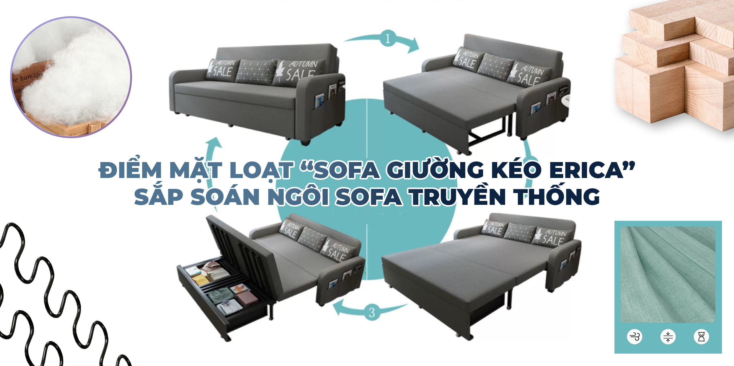 ĐIỂM MẶT LOẠT “SOFA GIƯỜNG KÉO ERICA” SẮP SOÁN NGÔI SOFA TRUYỀN THỐNG
