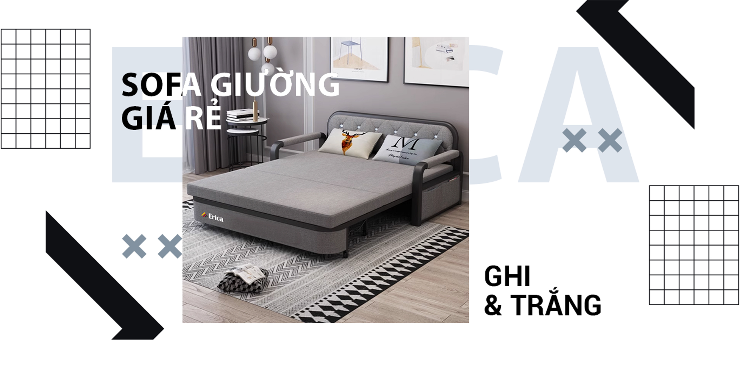 ĐIỂM MẶT CÁC MẪU SOFA GIƯỜNG GIÁ RẺ MÀU GHI – TRẮNG ĐẸP ẤN TƯỢNG CỦA NHÀ ERICA